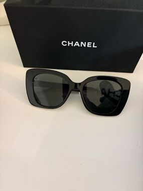 CHANEL Black Oversized Square Women's Sunglasses